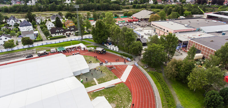 Overview image of Trondheim Spektrum and the stadium.